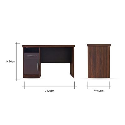 Recardo Office Table with Pedestal - Walnut/Black