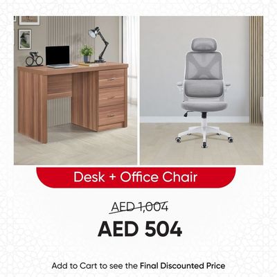 Saturn Office Desk + Modway High Back Office Chair Combo