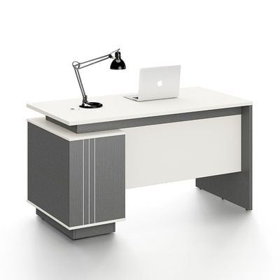 Skive Office Desk with Drawer & Storage - Grey - With 5-Year Warranty