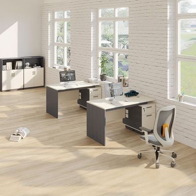 Skive Office Desk with Drawer & Storage - Grey - With 5-Year Warranty