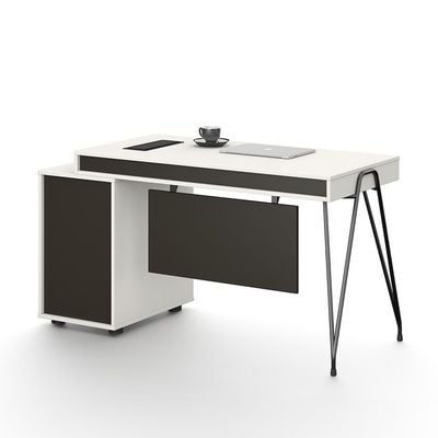 Haslev Office Desk - Iron Grey/White - With 5-Year Warranty