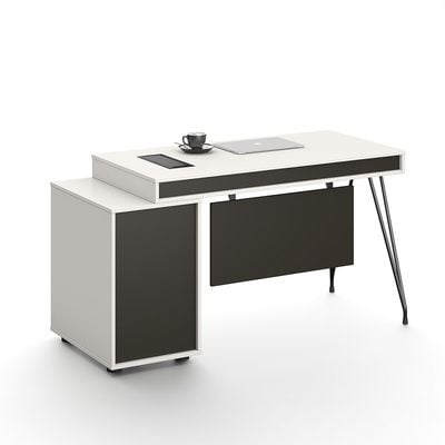 Haslev Office Desk - Iron Grey/White - With 5-Year Warranty
