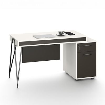 Haslev Office Desk - Iron Grey/White - With 5-Year Warranty