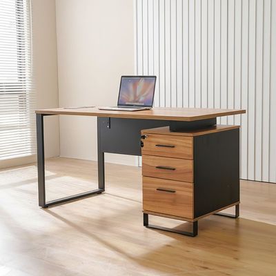 Blend Office Desk With 3 Drawers-Walnut