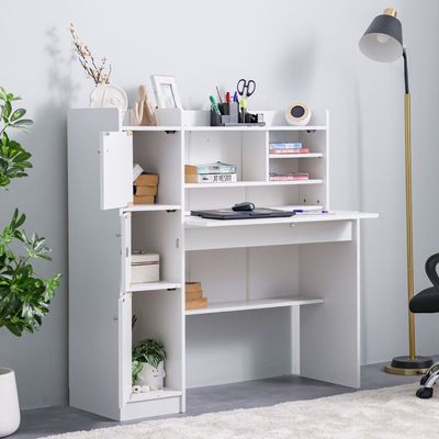  Elisha Study Desk W/ 3 Door storage- White