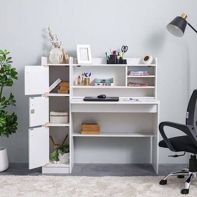  Elisha Study Desk W/ 3 Door storage- White