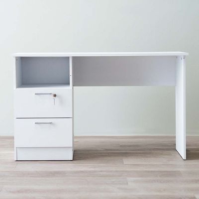 Jabal Study Desk With 2 Drawer - White