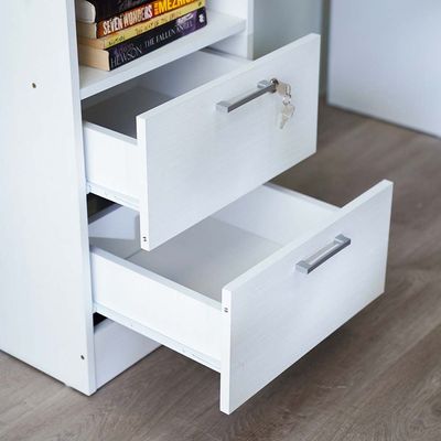 Jabal Study Desk With 2 Drawer - White