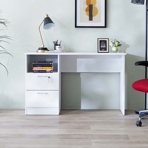 Jabal Study Desk With 2 Drawer - White
