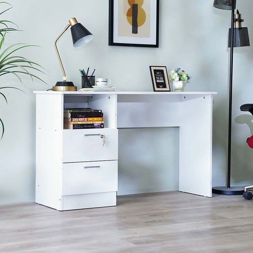 Jabal Study Desk With 2 Drawer - White