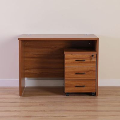 Nortis L 100 x W 60 x H 75 cm 3 Feet Office Table with Pedestal - 1 Year Warranty