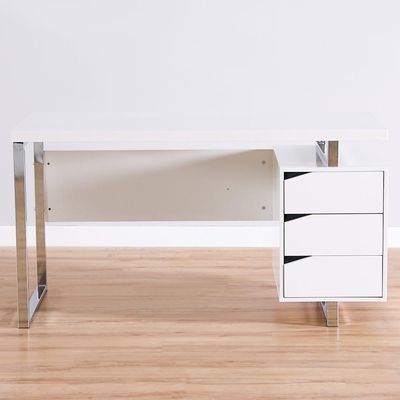 Argel Office Desk - High Gloss White