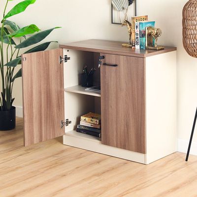 Marcus Office Credenza - White / Brown