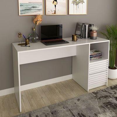 Easton Study Desk with 2 Drawers - White