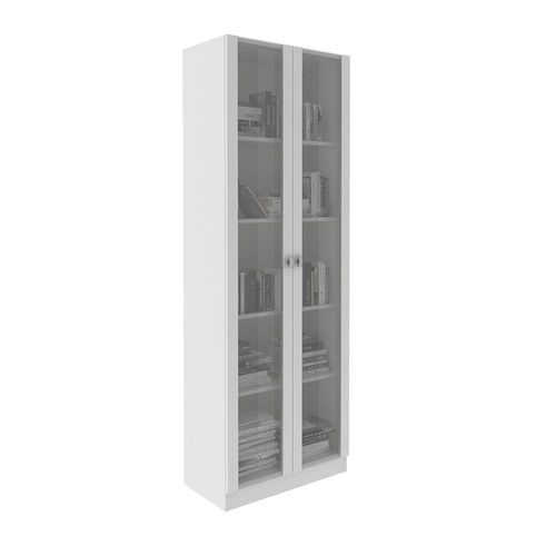 Kinsey Tall Office Cabinet with 2 Glass Doors - White - With 2-Year Warranty
