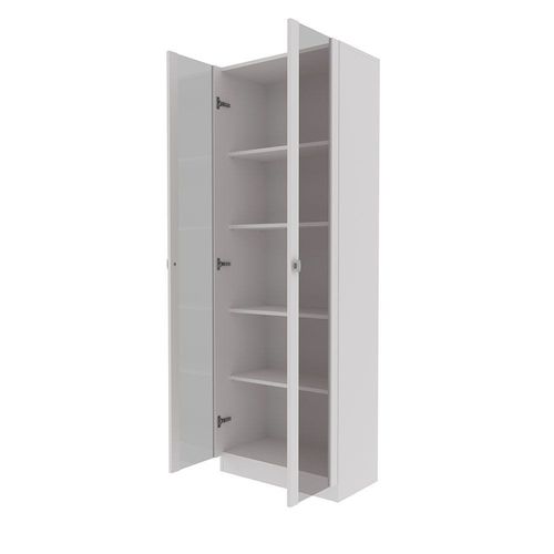 Kinsey Tall Office Cabinet with 2 Glass Doors - White - With 2-Year Warranty