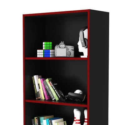 Atlaz Bookcase- Red/Black - With 2-Year Warranty