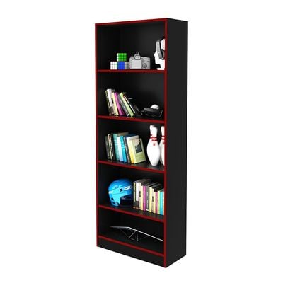 Atlaz Bookcase- Red/Black - With 2-Year Warranty