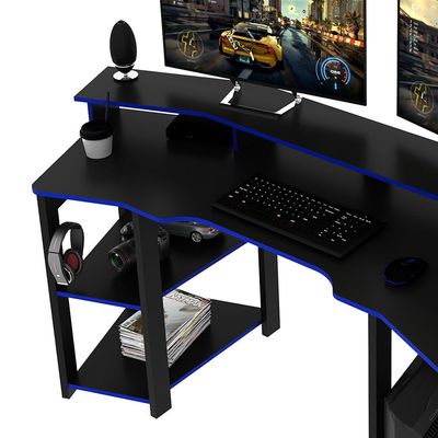 Atlaz Large Gaming Desk - Blue/Black