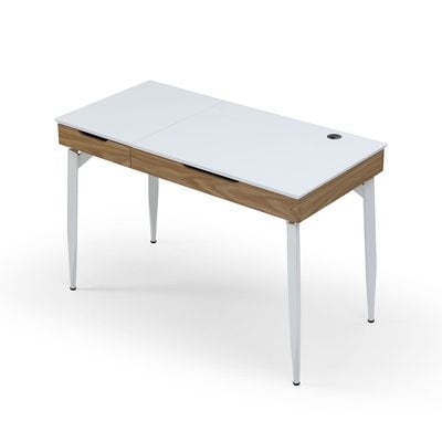 Modway Study Desk with Drawer & Wire Management - White/Oak - With 2-Year Warranty