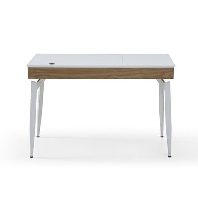 Modway Study Desk with Drawer & Wire Management - White/Oak - With 2-Year Warranty