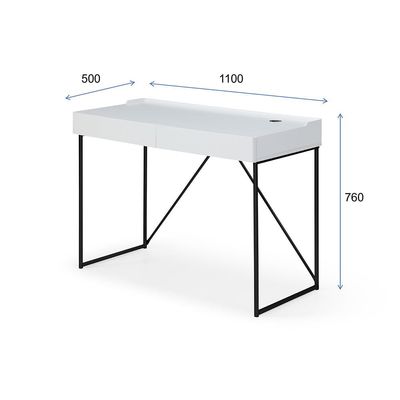 Harwich Study Desk with Drawer & Wire Management - White - With 2-Year Warranty