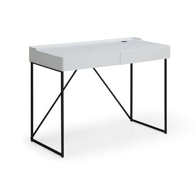 Harwich Study Desk with Drawer & Wire Management - White - With 2-Year Warranty