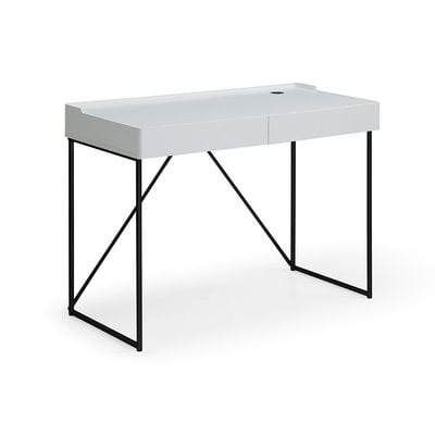 Harwich Study Desk With Drawer & Wire Management- White