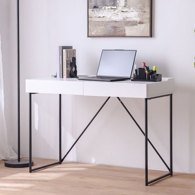 Harwich Study Desk with Drawer & Wire Management - White - With 2-Year Warranty