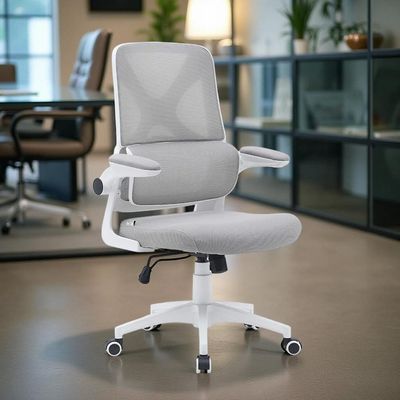Nevel Mid-Back Office Chair - Grey/White - With 3-Year Warranty