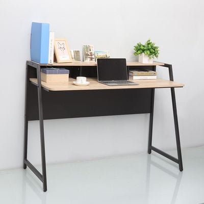 Gracyn Study Desk - Oak/Black - With 2-Year Warranty