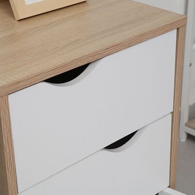 Spence Study Desk with 3 Drawers - White/Oak - With 2-Year Warranty