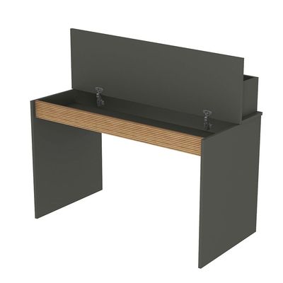 Leroy Office Desk with Hutch - Anthracite/Walnut - With 2-Year Warranty