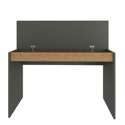 Leroy Office Desk with Hutch - Anthracite/Walnut - With 2-Year Warranty