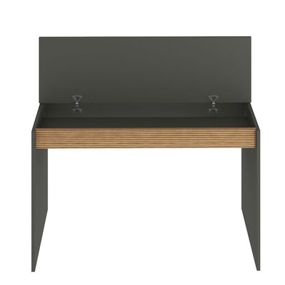 Leroy Office Desk with Hutch - Anthracite/Walnut - With 2-Year Warranty