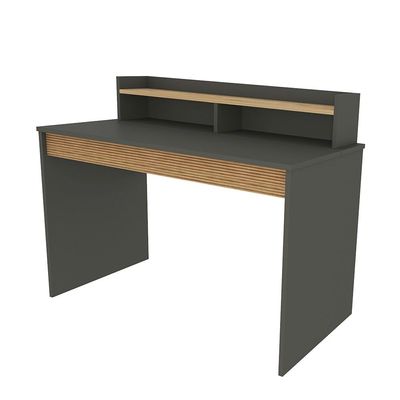 Leroy Office Desk with Hutch - Anthracite/Walnut - With 2-Year Warranty