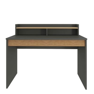 Leroy Office Desk with Hutch - Anthracite/Walnut - With 2-Year Warranty