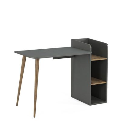 Prugia Office Desk with Shelves - Anthracite/Walnut - With 2-Year Warranty