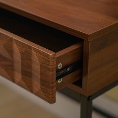 Dello Study Desk with 2 Drawers - Walnut/Black - With 2-Year Warranty