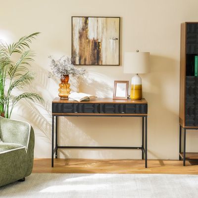 Dello Study Desk with 2 Drawers - Walnut - With 2-Year Warranty