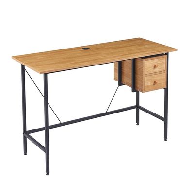 Herald Study Desk with 2 Drawers - Light Oak/Black - With 2-Year Warranty