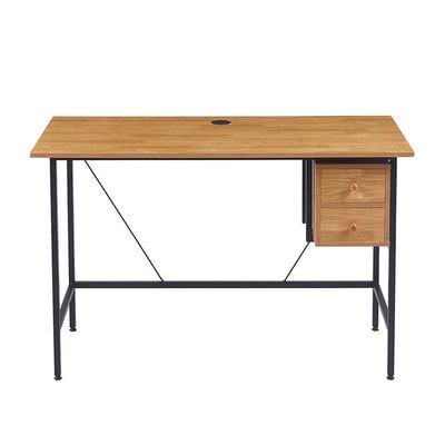 Herald Study Desk with 2 Drawers - Light Oak/Black - With 2-Year Warranty