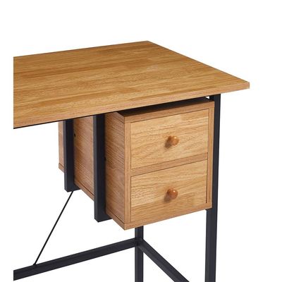 Herald Study Desk with 2 Drawers - Light Oak/Black - With 2-Year Warranty