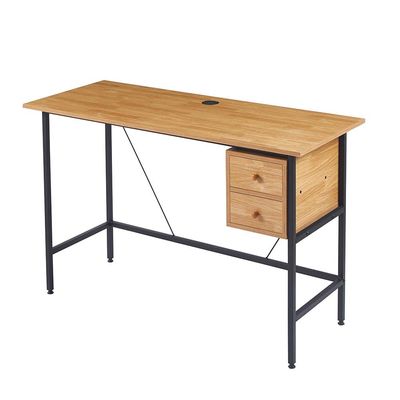 Herald Study Desk with 2 Drawers - Light Oak/Black - With 2-Year Warranty