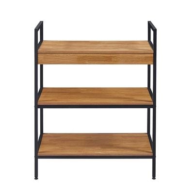 Herald 3-Tier Bookcase - Light Oak/Black - With 2-Year Warranty