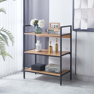 Herald 3-Tier Bookcase - Light Oak/Black - With 2-Year Warranty