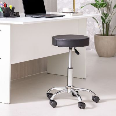 Herald Adjustable Office Stool - Black/ Chrome - With 2-Year Warranty