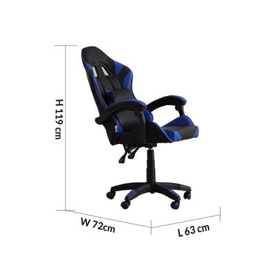 Lisbon High Back Gaming Chair - Black/Blue - With 2-Year Warranty