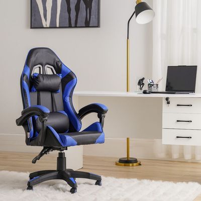 Lisbon High Back Gaming Chair - Black/Blue - With 2-Year Warranty