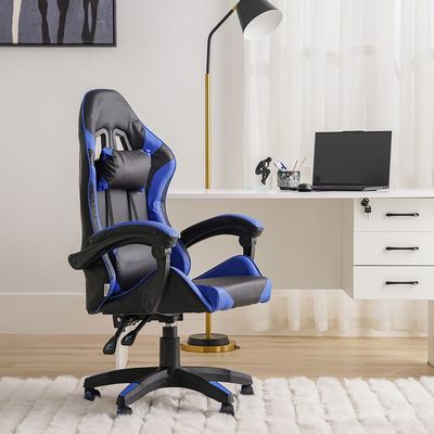 Lisbon High Back Gaming Chair - Black/Blue - With 2-Year Warranty